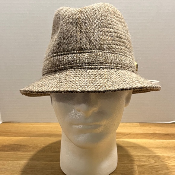 Vintage Hampshire Club Brown Tweed Fedora Hat 100% British Wool Men’s 7 7 1/8 - Picture 1 of 16